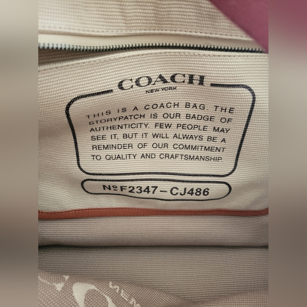 Coach Beige and Burgundy Canvas Tote Bag 38. SOLD OUT ONLINE. New Without Tags. - Picture 4 of 11